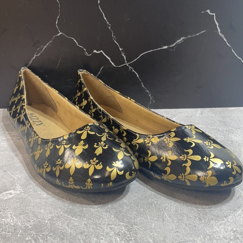 Izzy Flats Black/Gold Size 9m